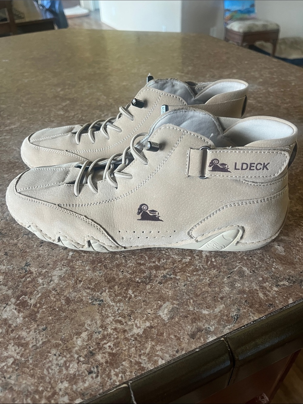 LDECK Women's Tan Suede casual, high top hiking boots